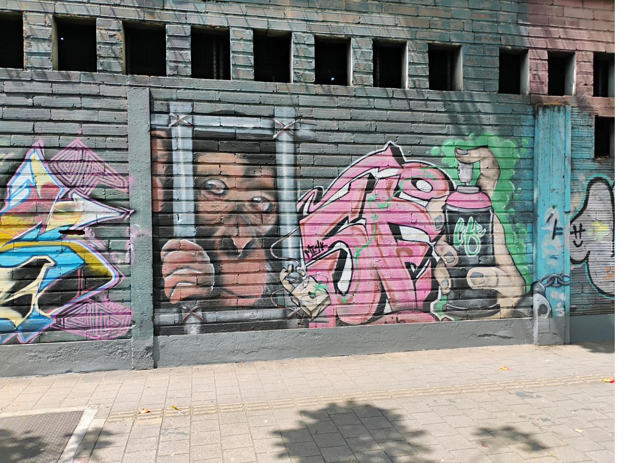 Spray can character mural